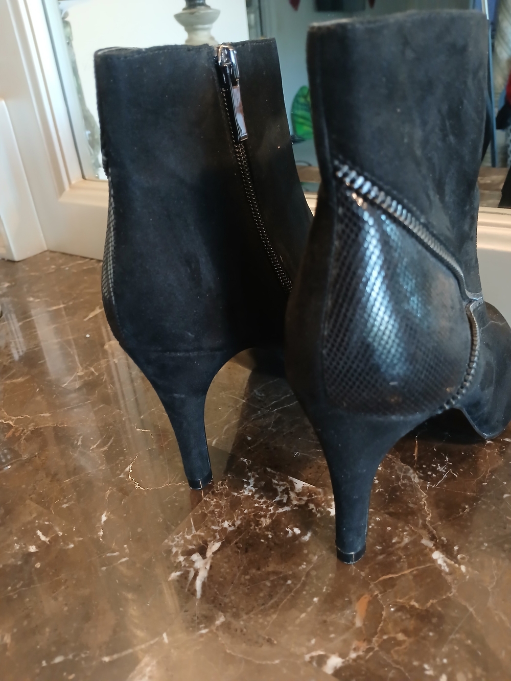 Coach and Four Black Pointed Toe Stiletto Ankle Booties - Picture 14 of 15